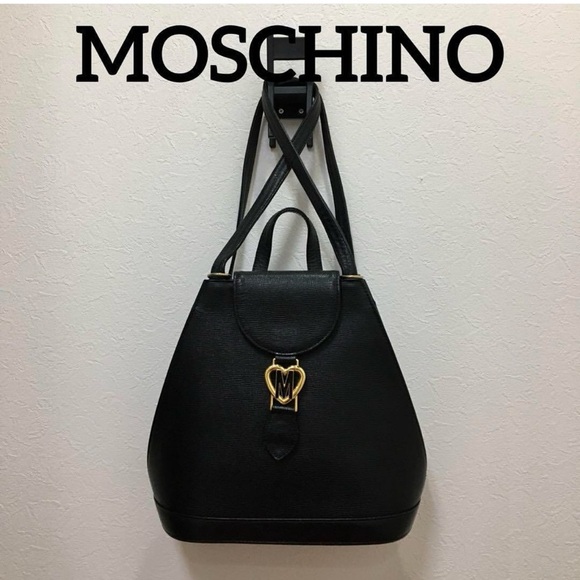 Vintage Moschino Black Leather Backpack - LIKE NEW!! - Picture 1 of 6